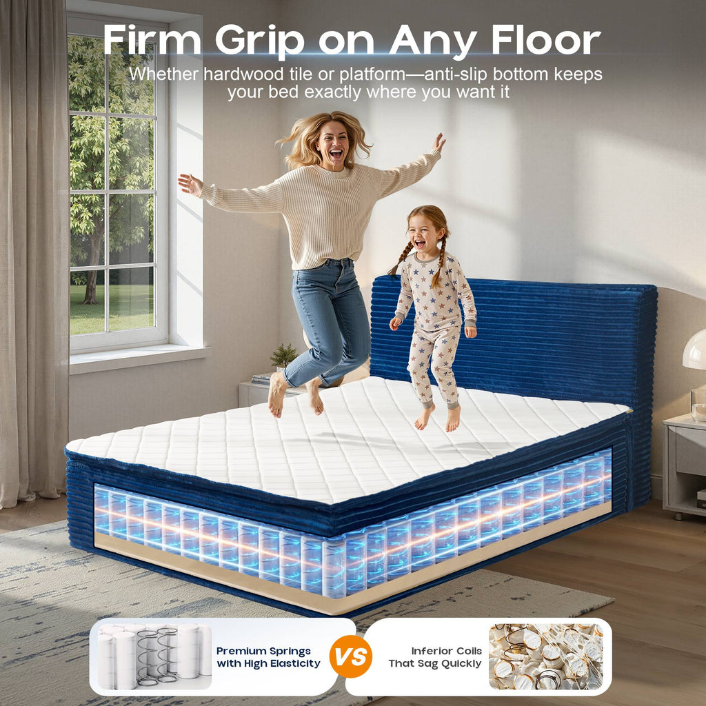 OVIOS Upholstered Boneless Bed No Frame Bed Mattress Combo with Foam and Spring Support No Assembly Required