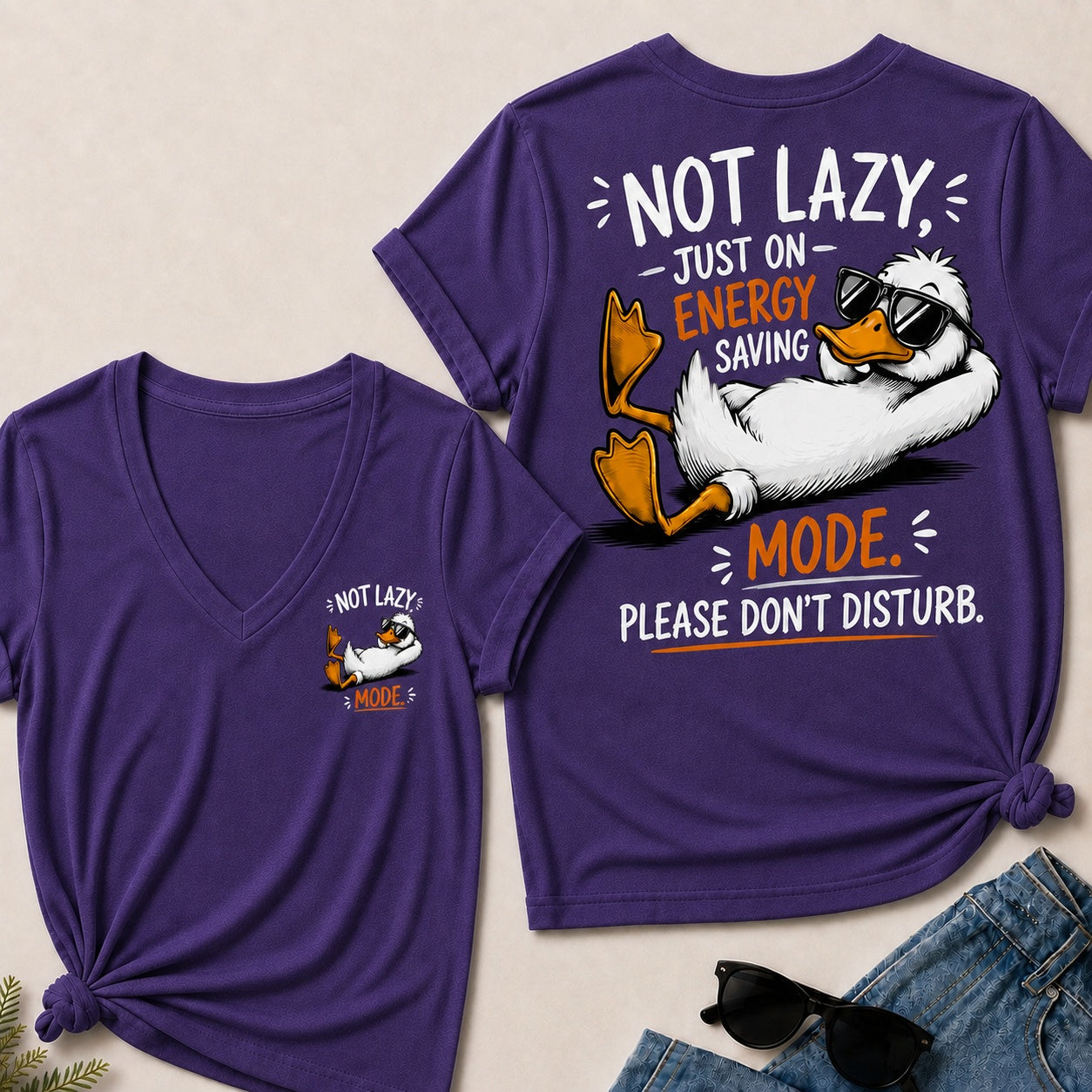 Not Lazy,Just On Energy Saving Mode.Please Don't Disturb V-Neck T-Shirt