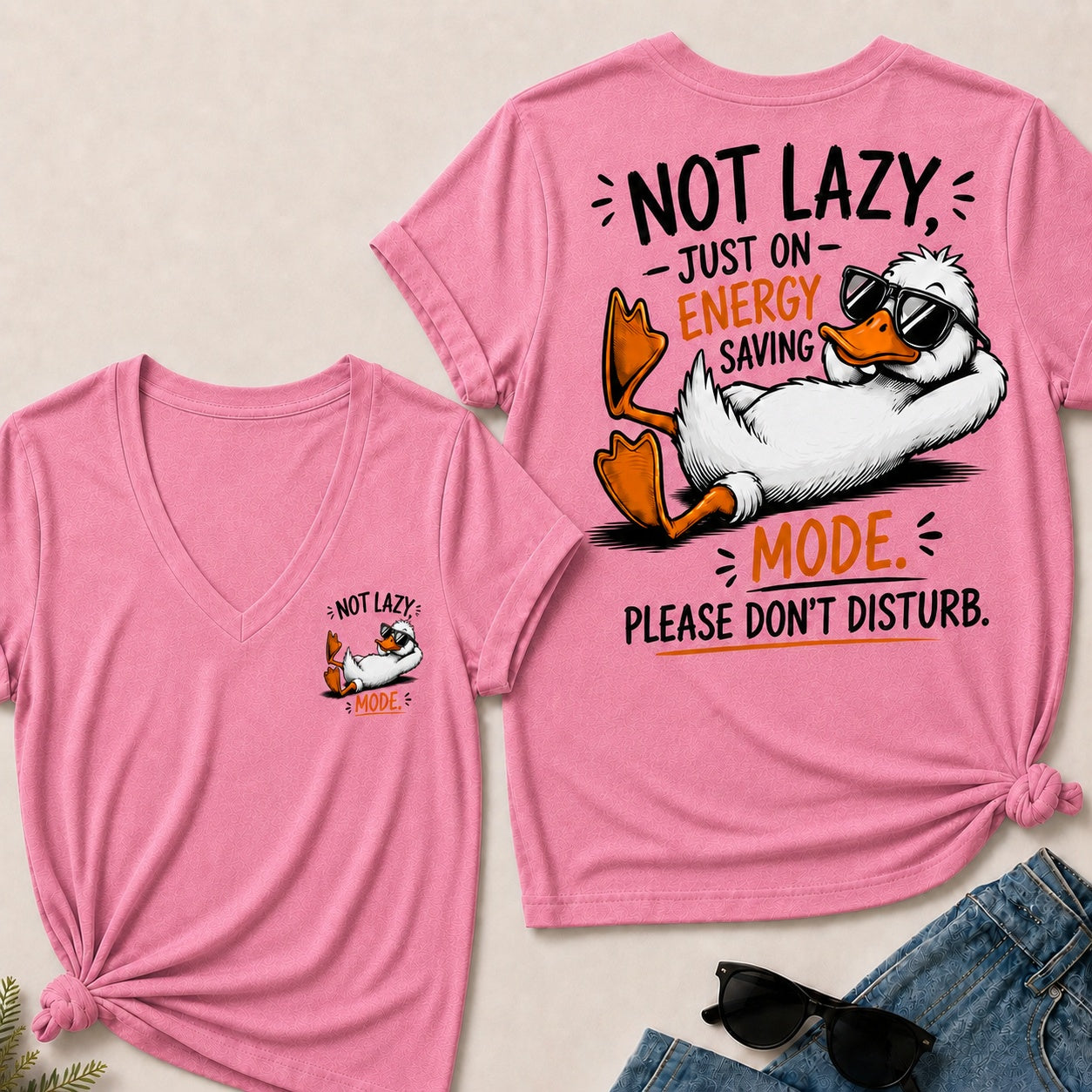 Not Lazy,Just On Energy Saving Mode.Please Don't Disturb V-Neck T-Shirt