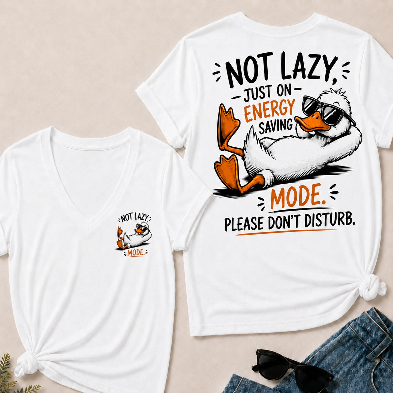 Not Lazy,Just On Energy Saving Mode.Please Don't Disturb V-Neck T-Shirt