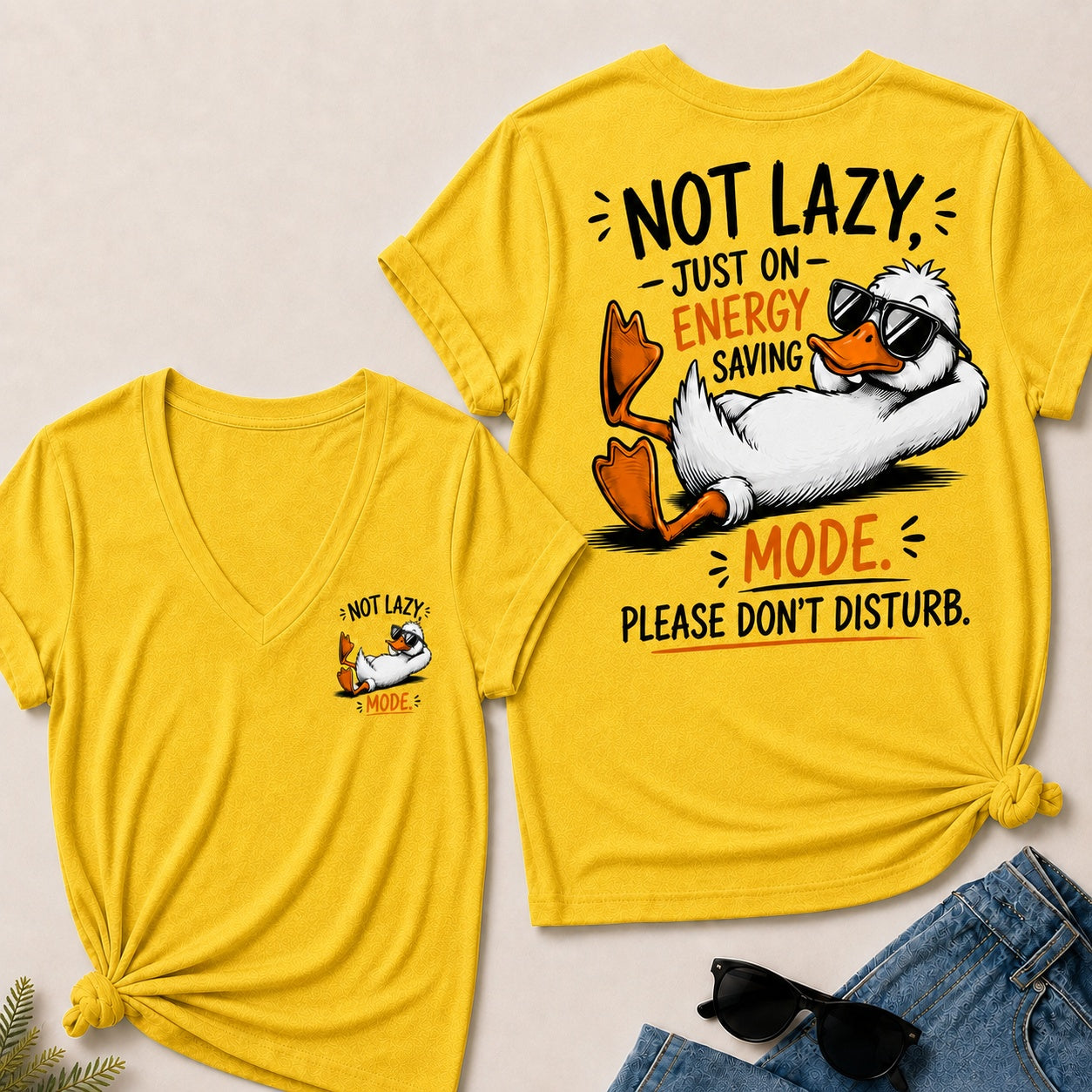 Not Lazy,Just On Energy Saving Mode.Please Don't Disturb V-Neck T-Shirt
