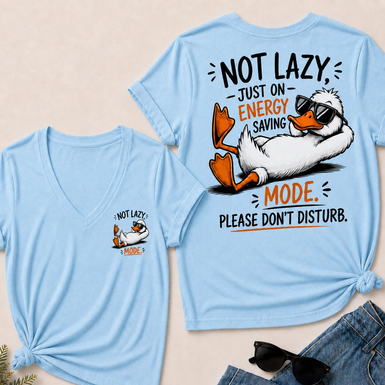 Not Lazy,Just On Energy Saving Mode.Please Don't Disturb V-Neck T-Shirt
