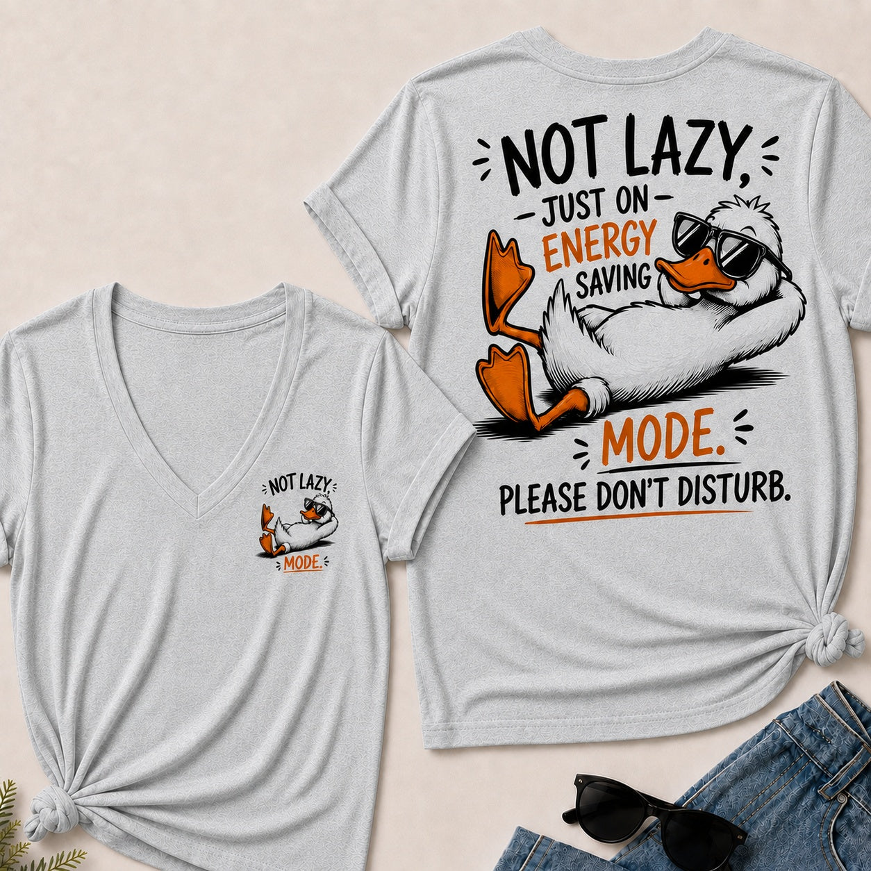 Not Lazy,Just On Energy Saving Mode.Please Don't Disturb V-Neck T-Shirt
