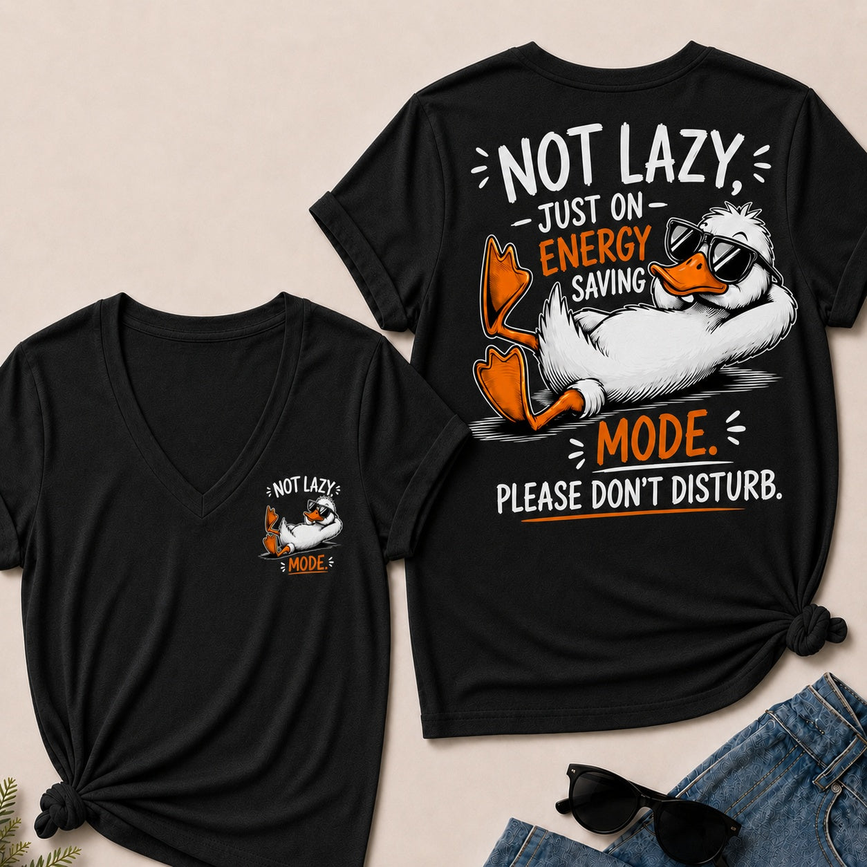 Not Lazy,Just On Energy Saving Mode.Please Don't Disturb V-Neck T-Shirt