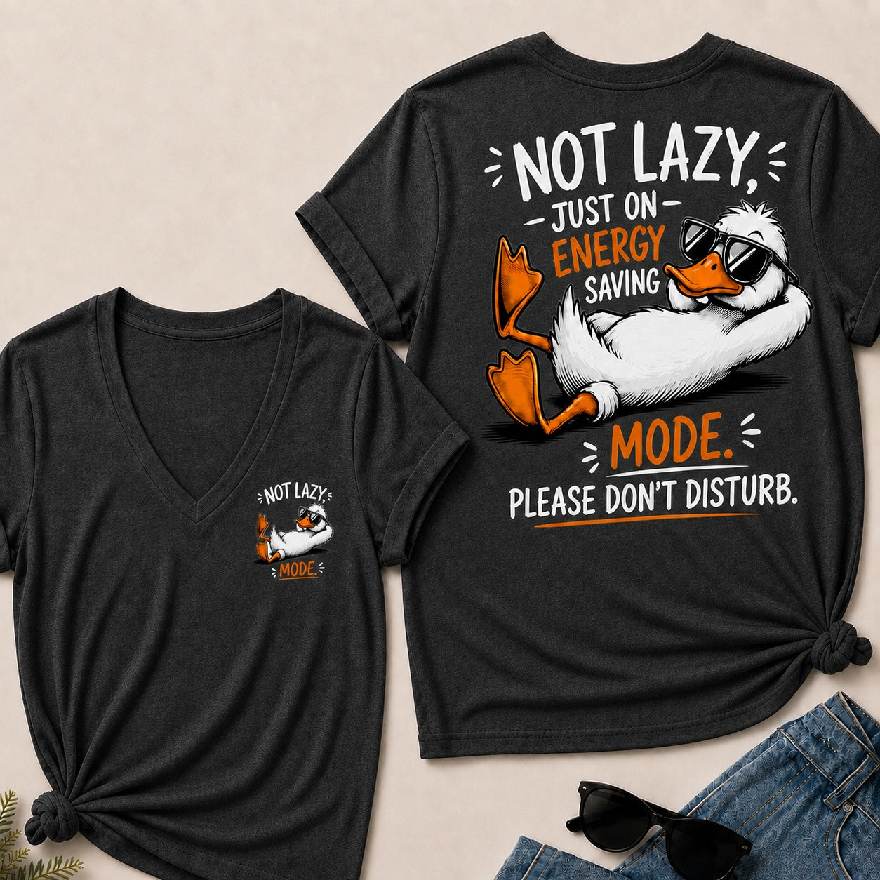 Not Lazy,Just On Energy Saving Mode.Please Don't Disturb V-Neck T-Shirt