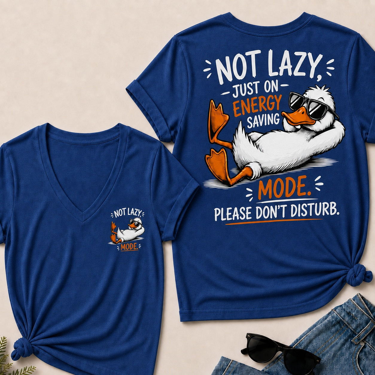 Not Lazy,Just On Energy Saving Mode.Please Don't Disturb V-Neck T-Shirt