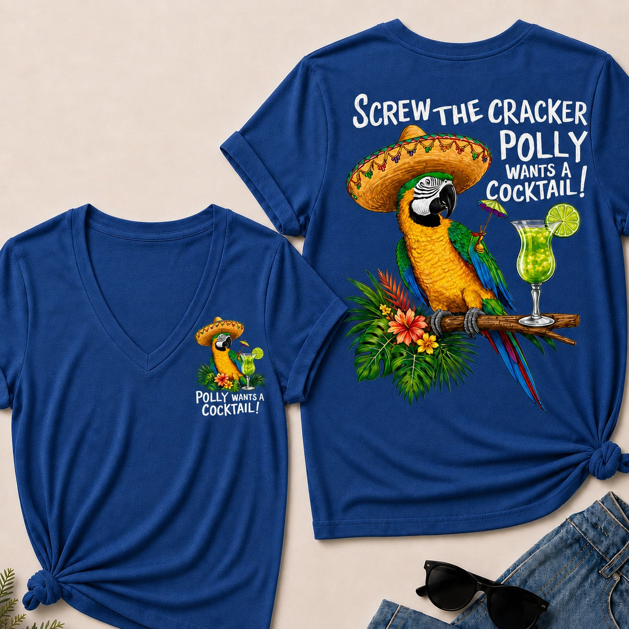 Screw The Cracker Polly Wants A Cocktail V-Neck T-Shirt