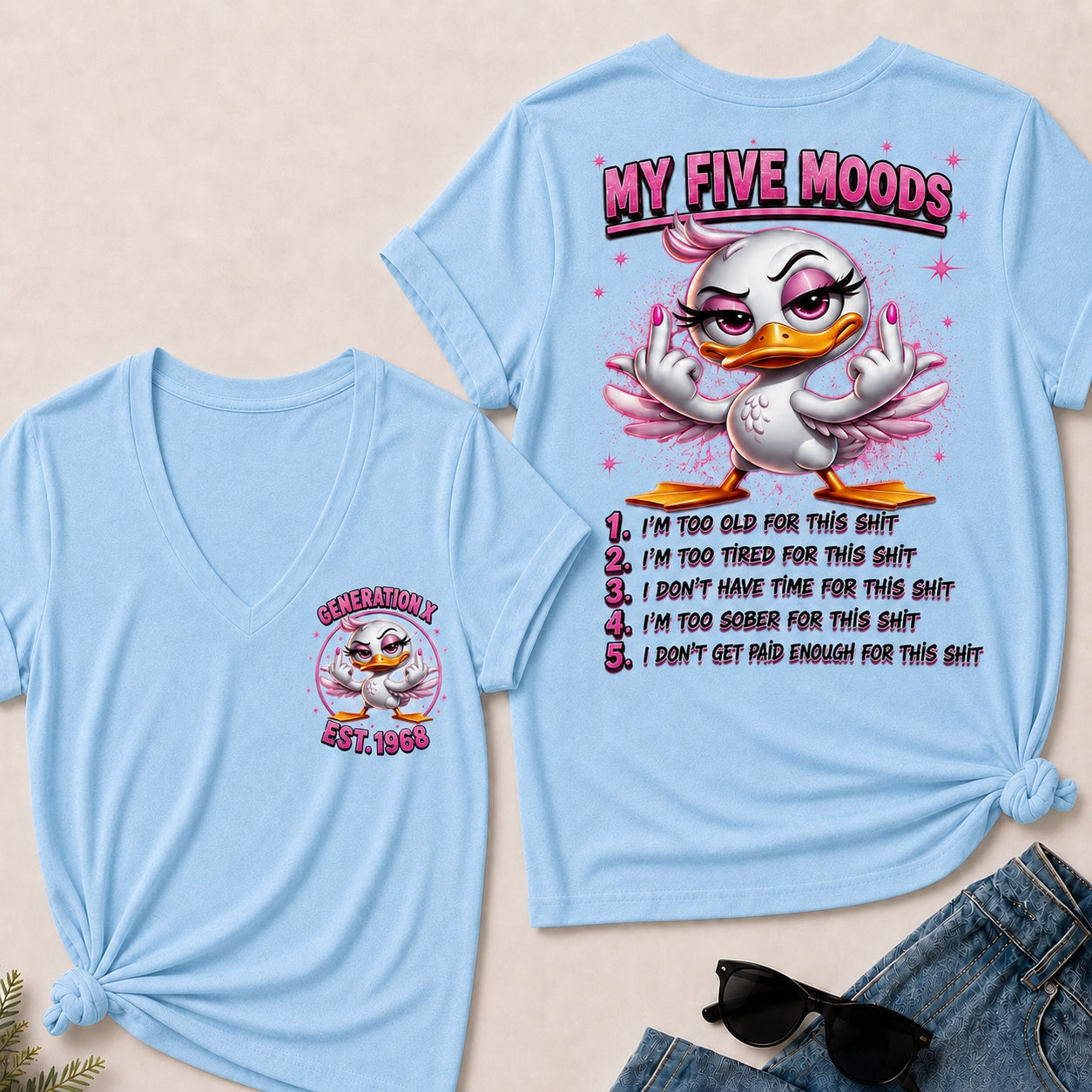 My Five Moods V-Neck T-Shirt