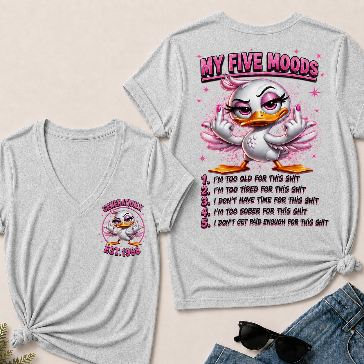 My Five Moods V-Neck T-Shirt