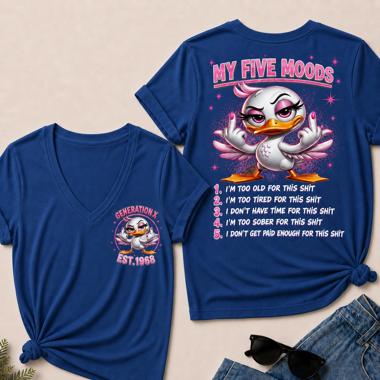 My Five Moods V-Neck T-Shirt