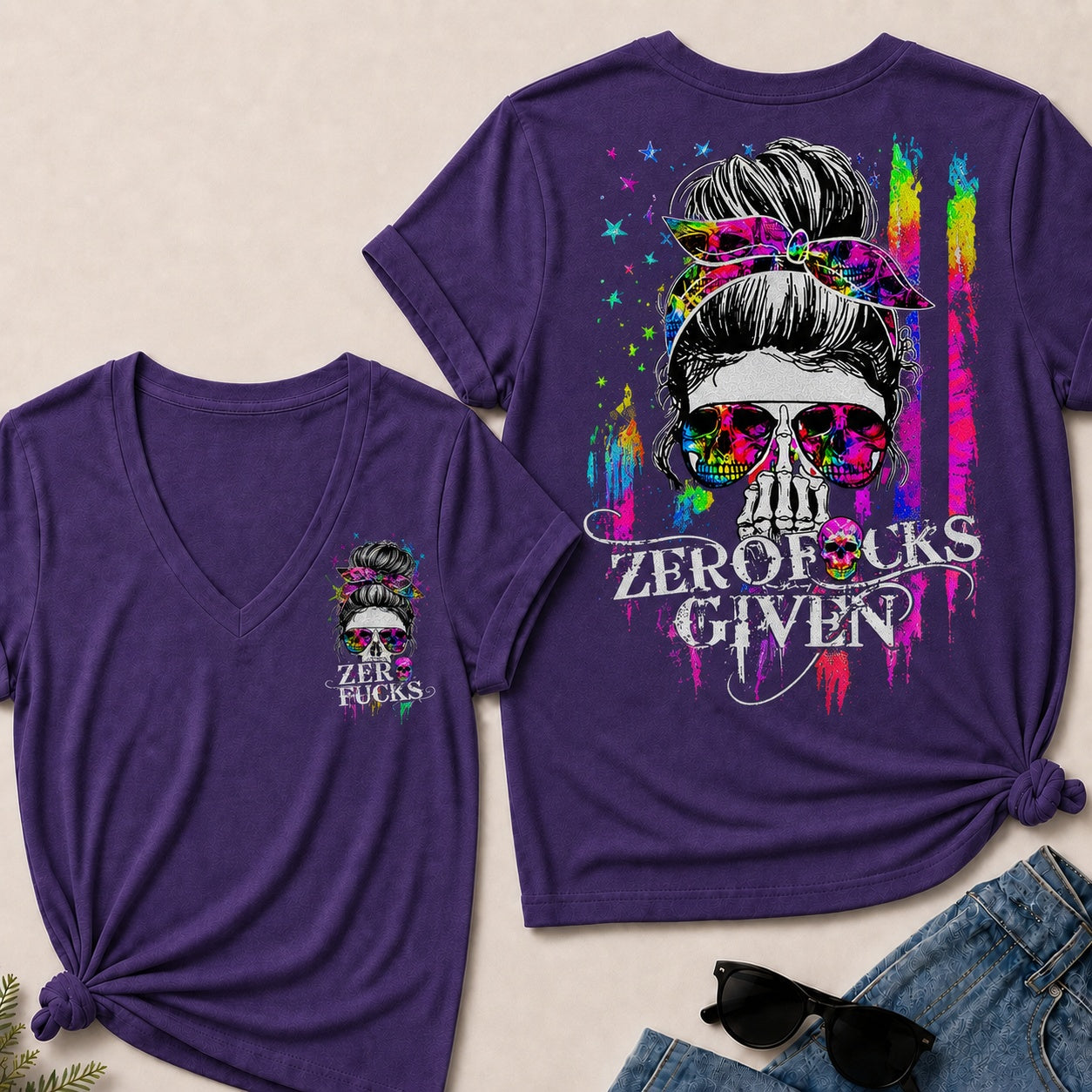 Zero Fucks Given V-Neck T-Shirt