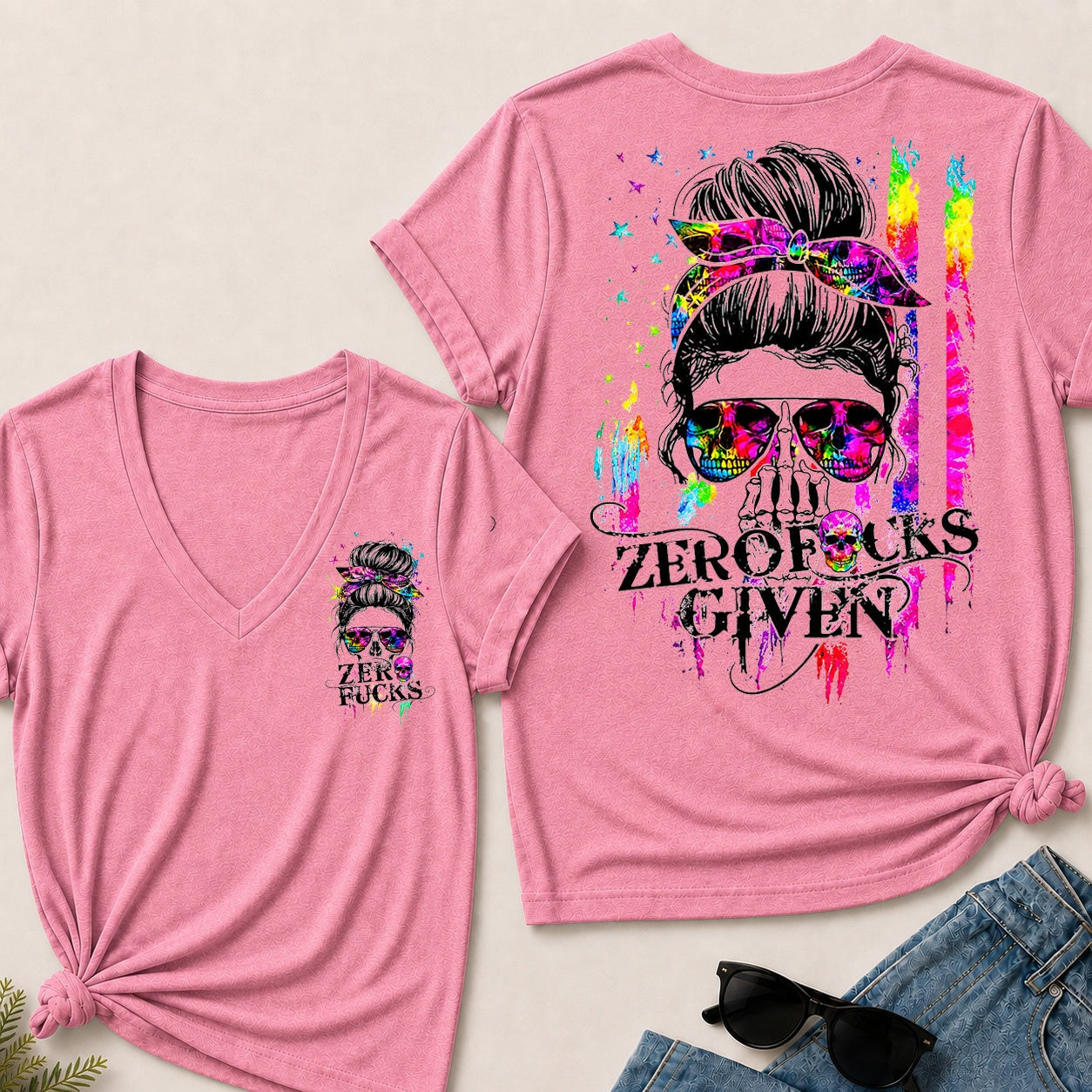 Zero Fucks Given V-Neck T-Shirt
