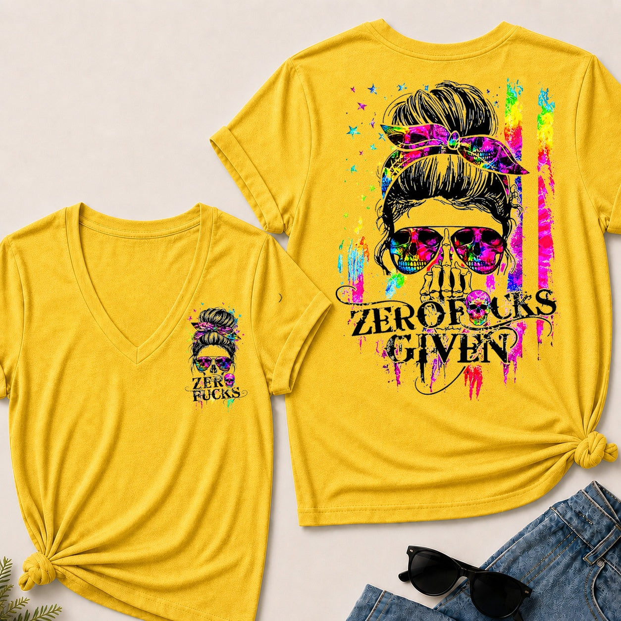 Zero Fucks Given V-Neck T-Shirt