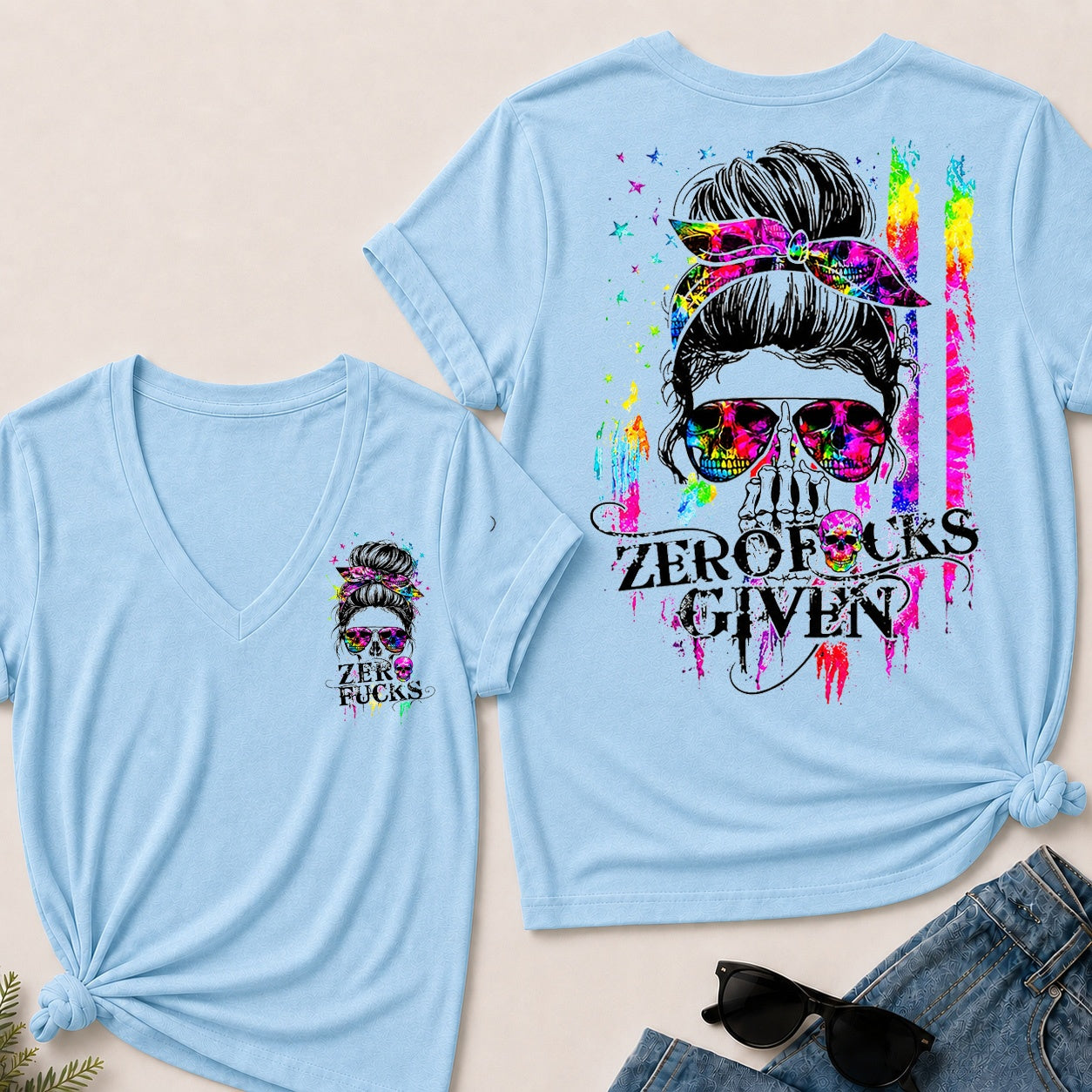 Zero Fucks Given V-Neck T-Shirt