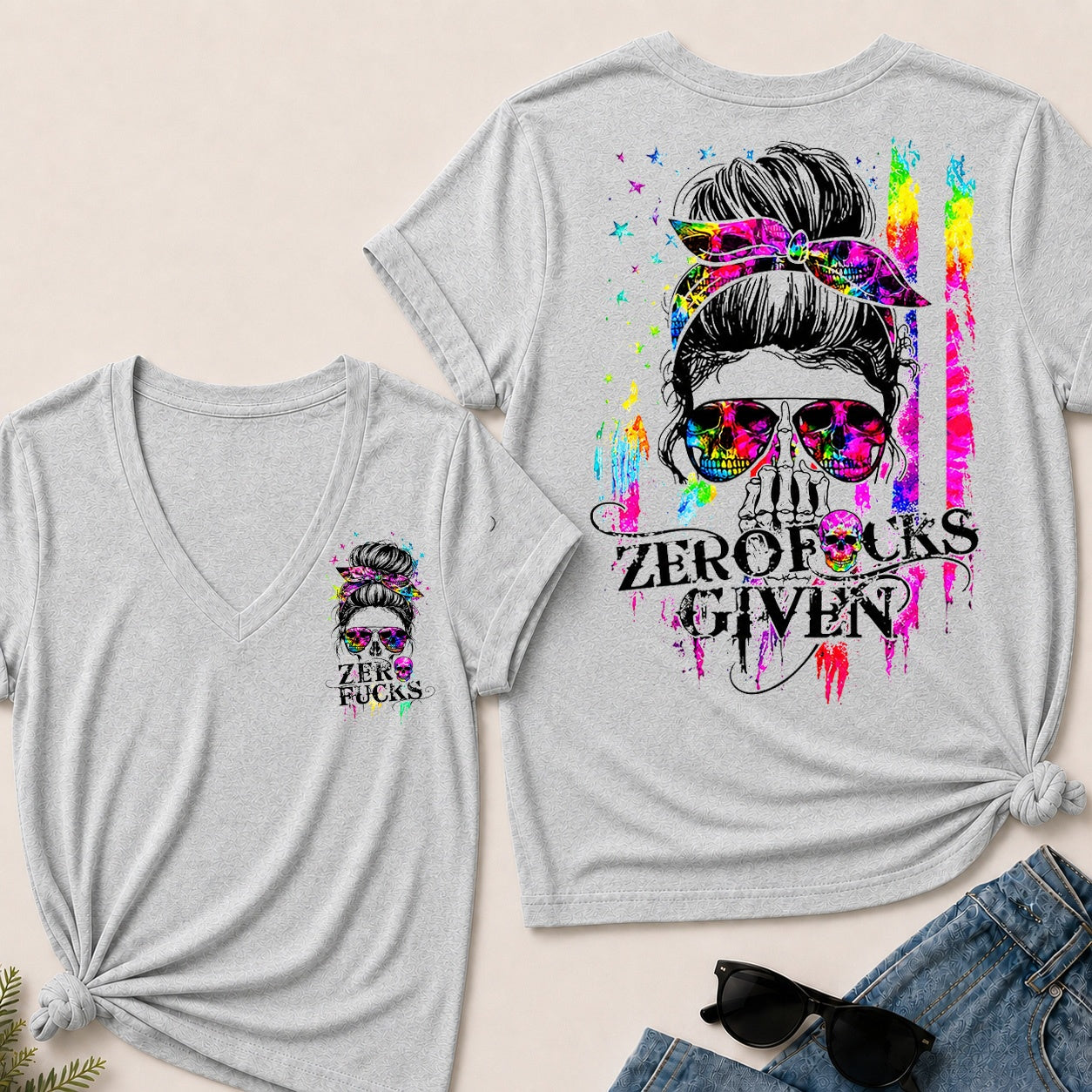 Zero Fucks Given V-Neck T-Shirt