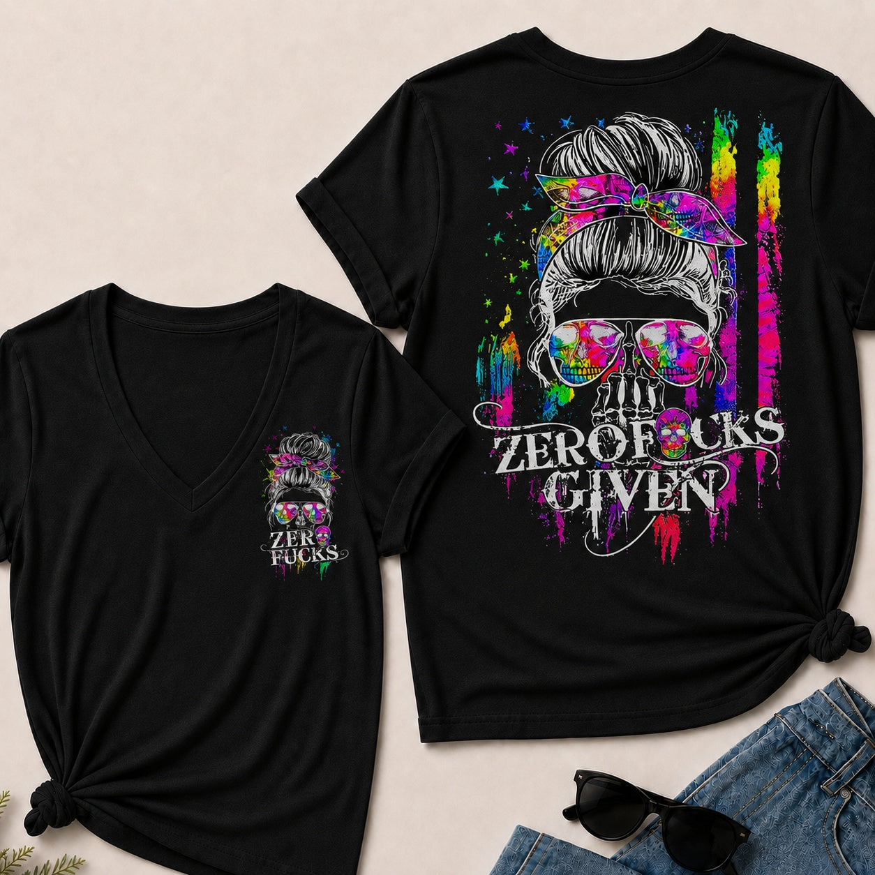 Zero Fucks Given V-Neck T-Shirt