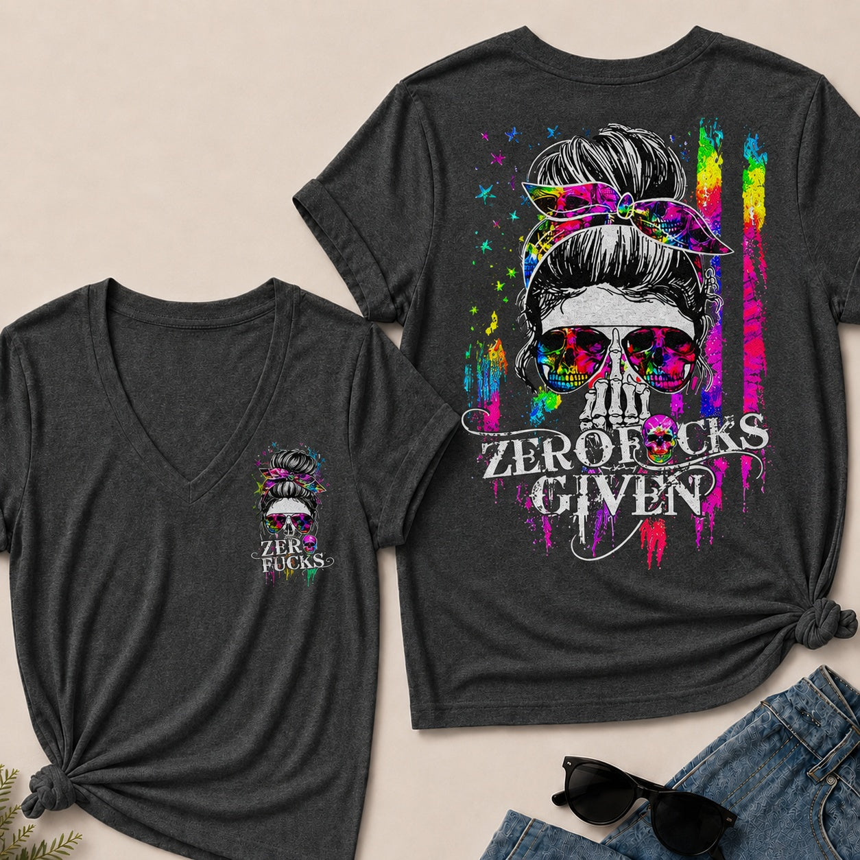 Zero Fucks Given V-Neck T-Shirt