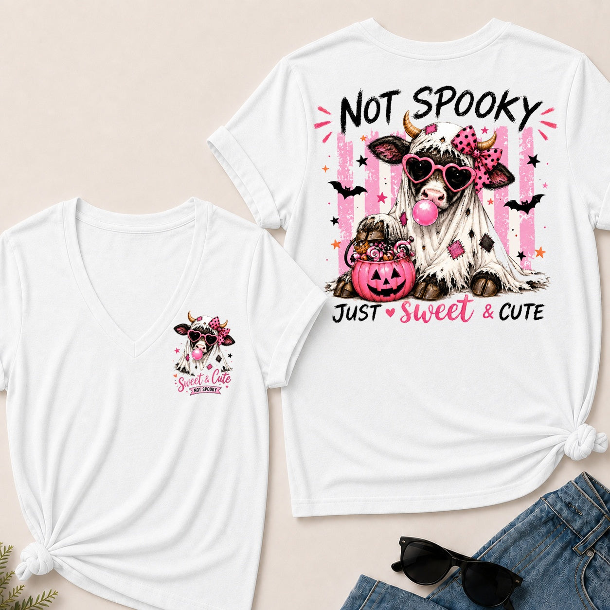Not Spooky Just Sweet & Cute V-Neck T-Shirt