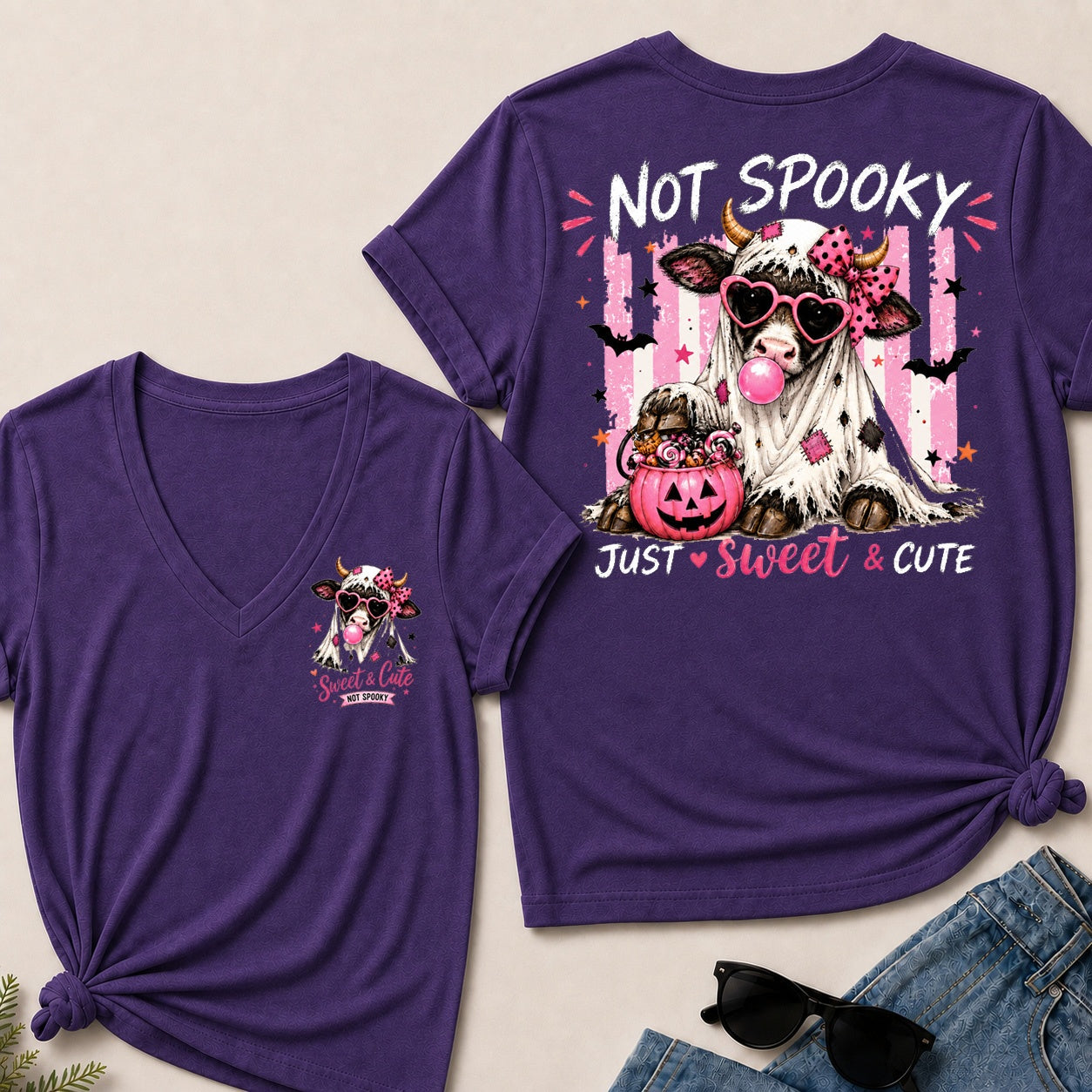 Not Spooky Just Sweet & Cute V-Neck T-Shirt