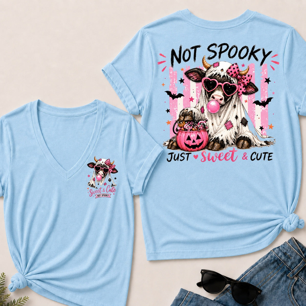 Not Spooky Just Sweet & Cute V-Neck T-Shirt