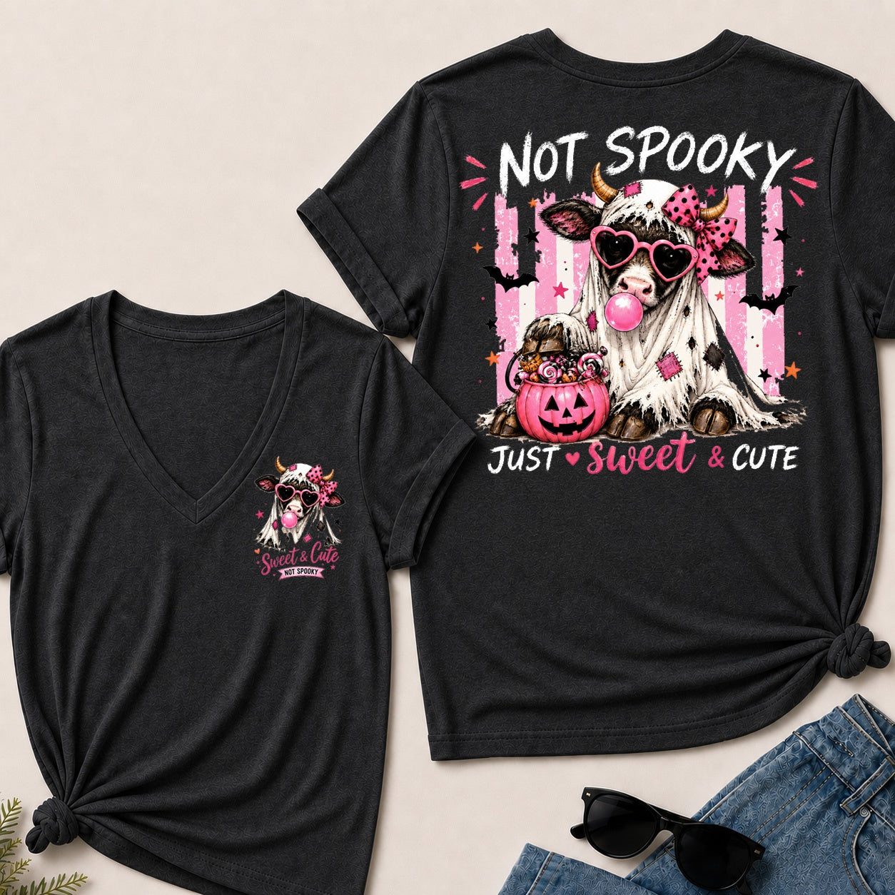 Not Spooky Just Sweet & Cute V-Neck T-Shirt