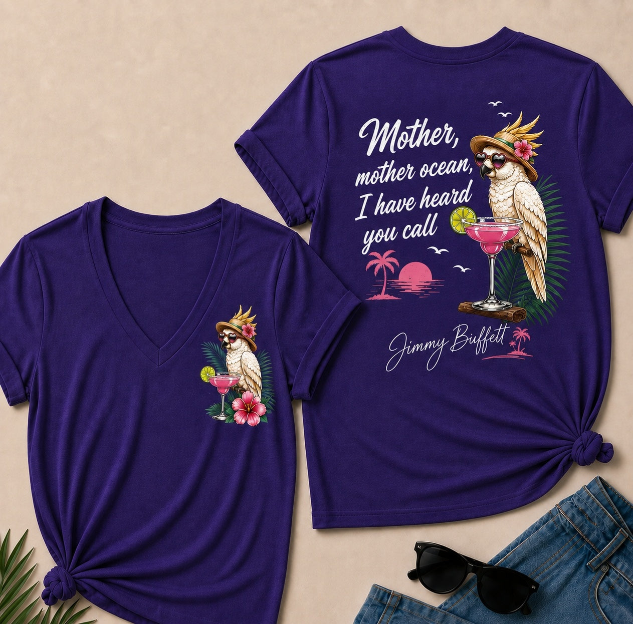 Jimmy Buffett Mother,Mother Ocean,I have Heard You Call V-Neck T-Shirt