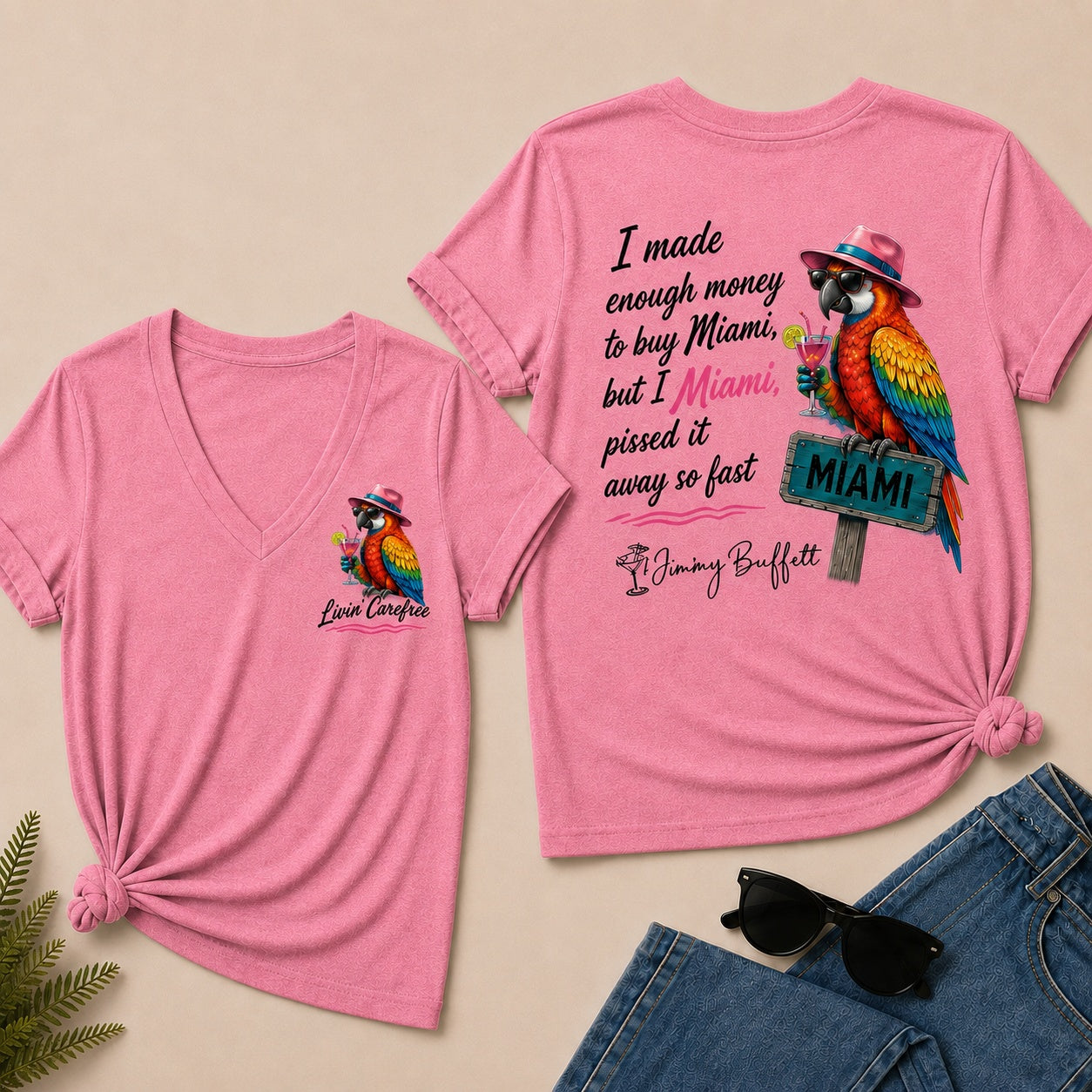 Jimmy Buffett I Made Enough Money To Buy Miami, But I Pissed It Away So Fast V-Neck T-Shirt