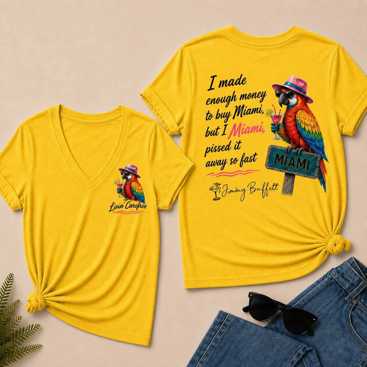 Jimmy Buffett I Made Enough Money To Buy Miami, But I Pissed It Away So Fast V-Neck T-Shirt
