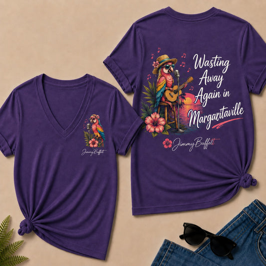 Jimmy Buffett Wasting Away Again In Margaritaville V-Neck T-Shirt