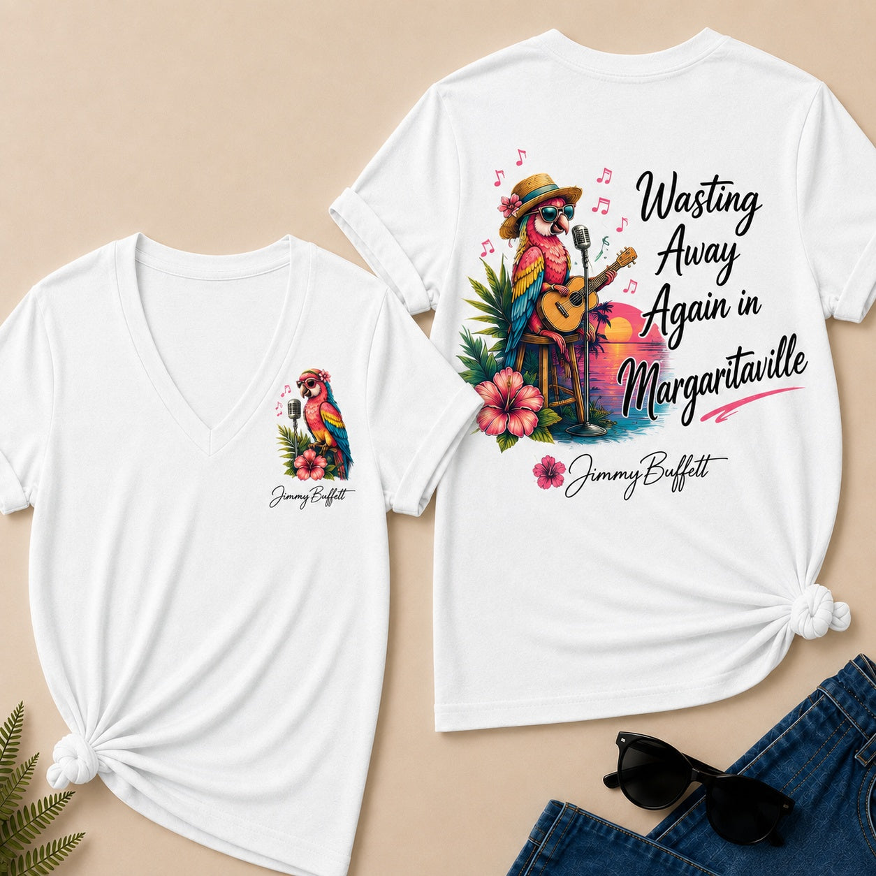 Jimmy Buffett Wasting Away Again In Margaritaville V-Neck T-Shirt