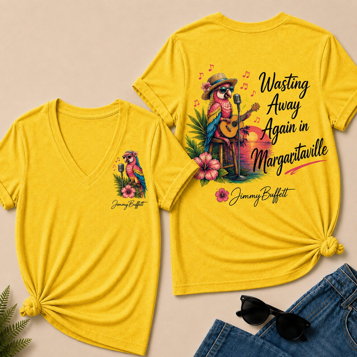 Jimmy Buffett Wasting Away Again In Margaritaville V-Neck T-Shirt