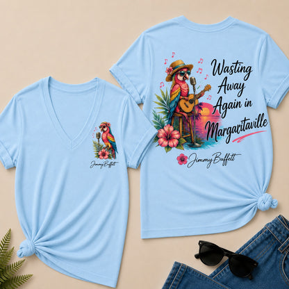 Jimmy Buffett Wasting Away Again In Margaritaville V-Neck T-Shirt