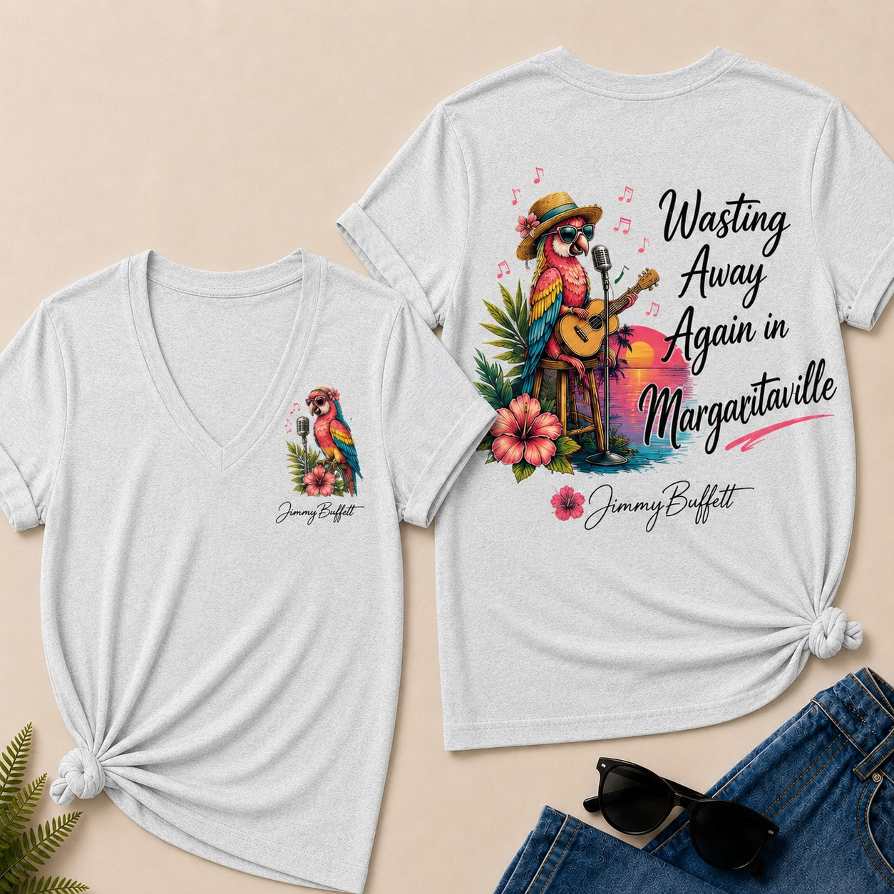 Jimmy Buffett Wasting Away Again In Margaritaville V-Neck T-Shirt