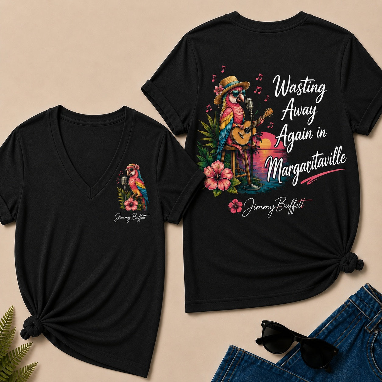 Jimmy Buffett Wasting Away Again In Margaritaville V-Neck T-Shirt