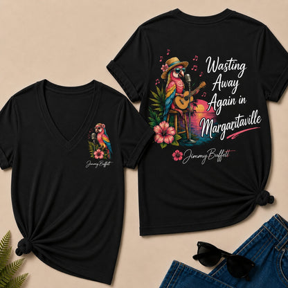 Jimmy Buffett Wasting Away Again In Margaritaville V-Neck T-Shirt