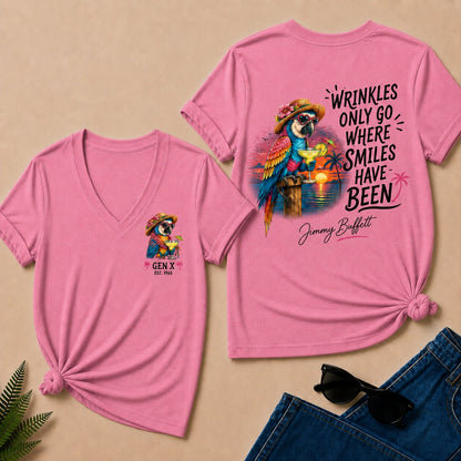 Custom Year Shirt ¡ª EST. [YOUR YEAR] |Wrinkles Only Go Where Smiles Have Been V-Neck T-Shirt