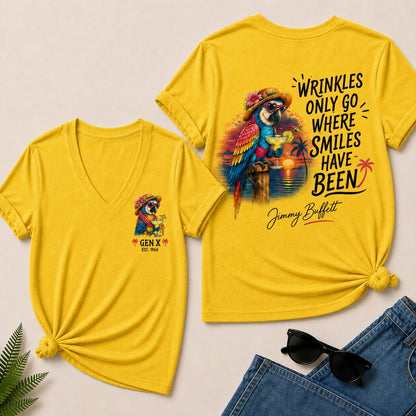 Custom Year Shirt ¡ª EST. [YOUR YEAR] |Wrinkles Only Go Where Smiles Have Been V-Neck T-Shirt