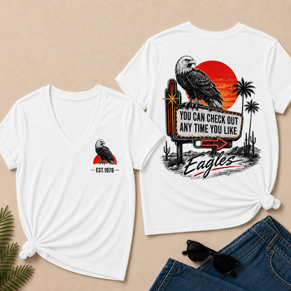 Custom Year Shirt — EST. [YOUR YEAR] |You Can Check Out Any Time You Like Eagles  V-Neck T-Shirt