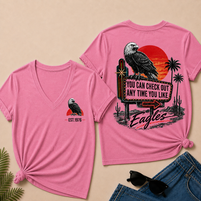Custom Year Shirt — EST. [YOUR YEAR] |You Can Check Out Any Time You Like Eagles  V-Neck T-Shirt