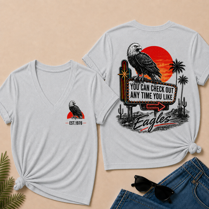 Custom Year Shirt — EST. [YOUR YEAR] |You Can Check Out Any Time You Like Eagles  V-Neck T-Shirt