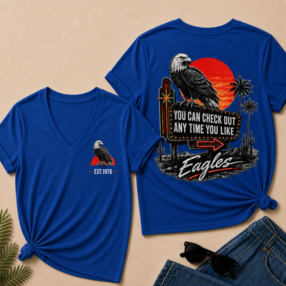 Custom Year Shirt — EST. [YOUR YEAR] |You Can Check Out Any Time You Like Eagles  V-Neck T-Shirt