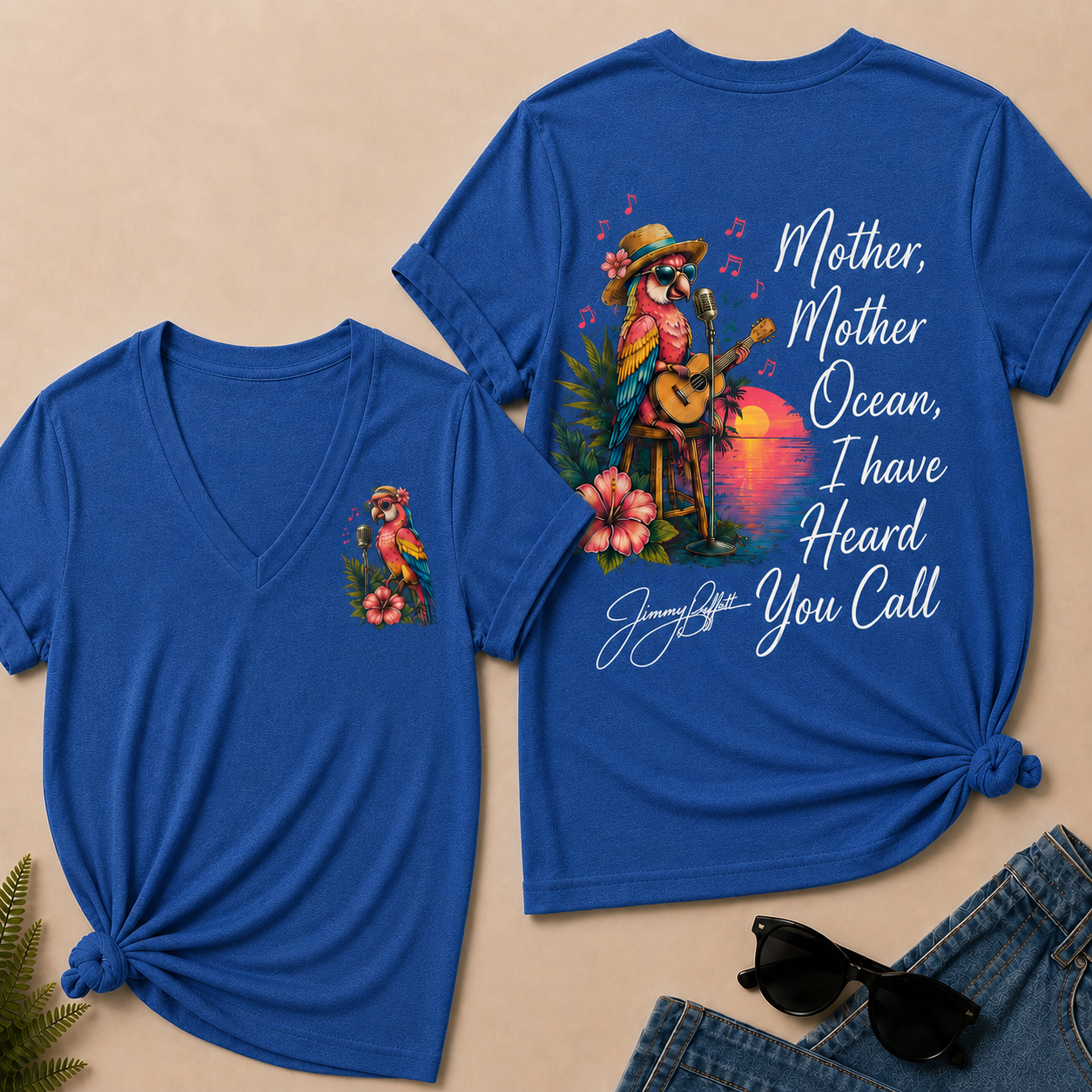 Mother,Mother Ocean,I have Heard You Call -Jimmy Buffett  V-Neck T-Shirt