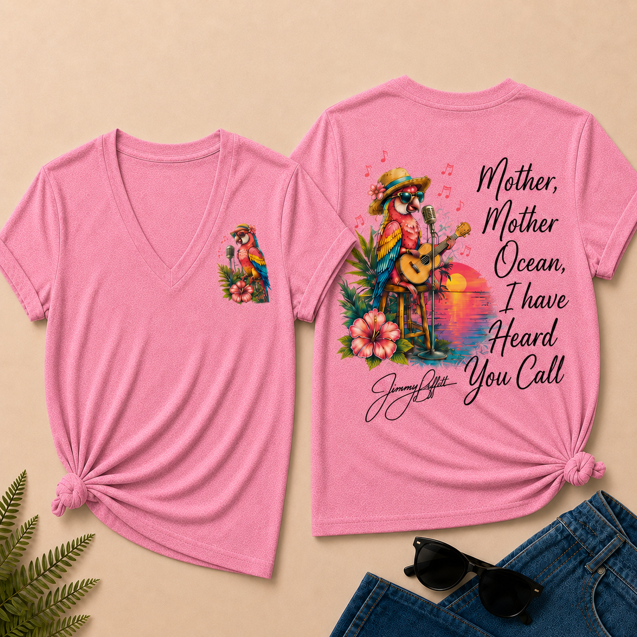 Mother,Mother Ocean,I have Heard You Call -Jimmy Buffett  V-Neck T-Shirt