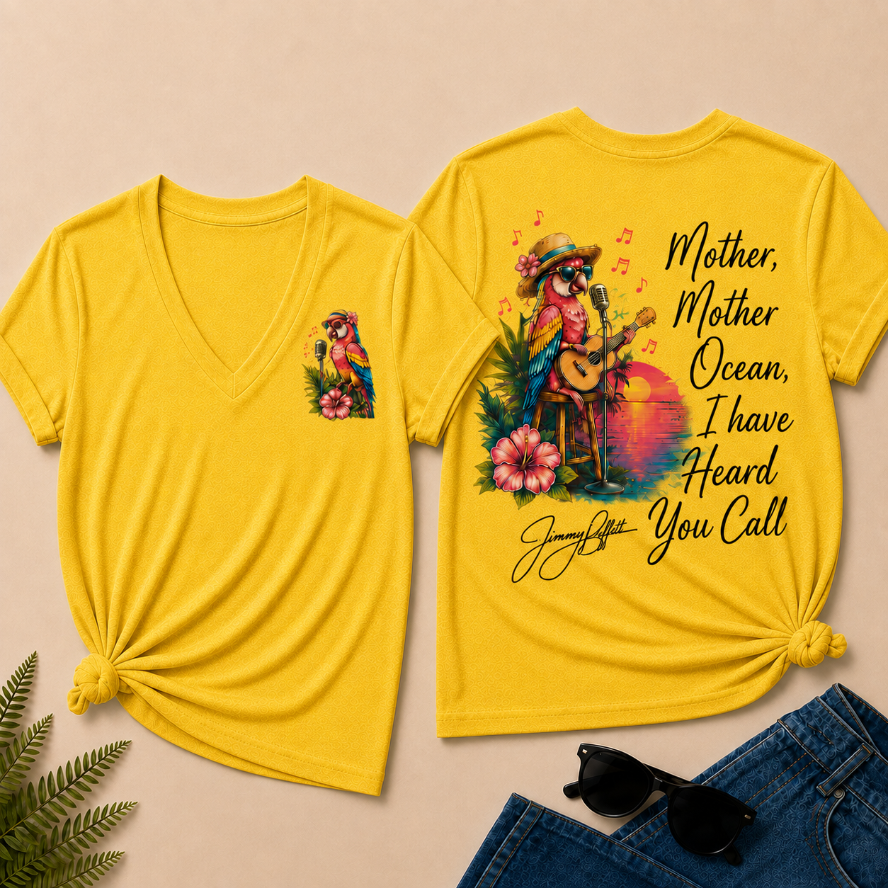 Mother,Mother Ocean,I have Heard You Call -Jimmy Buffett  V-Neck T-Shirt