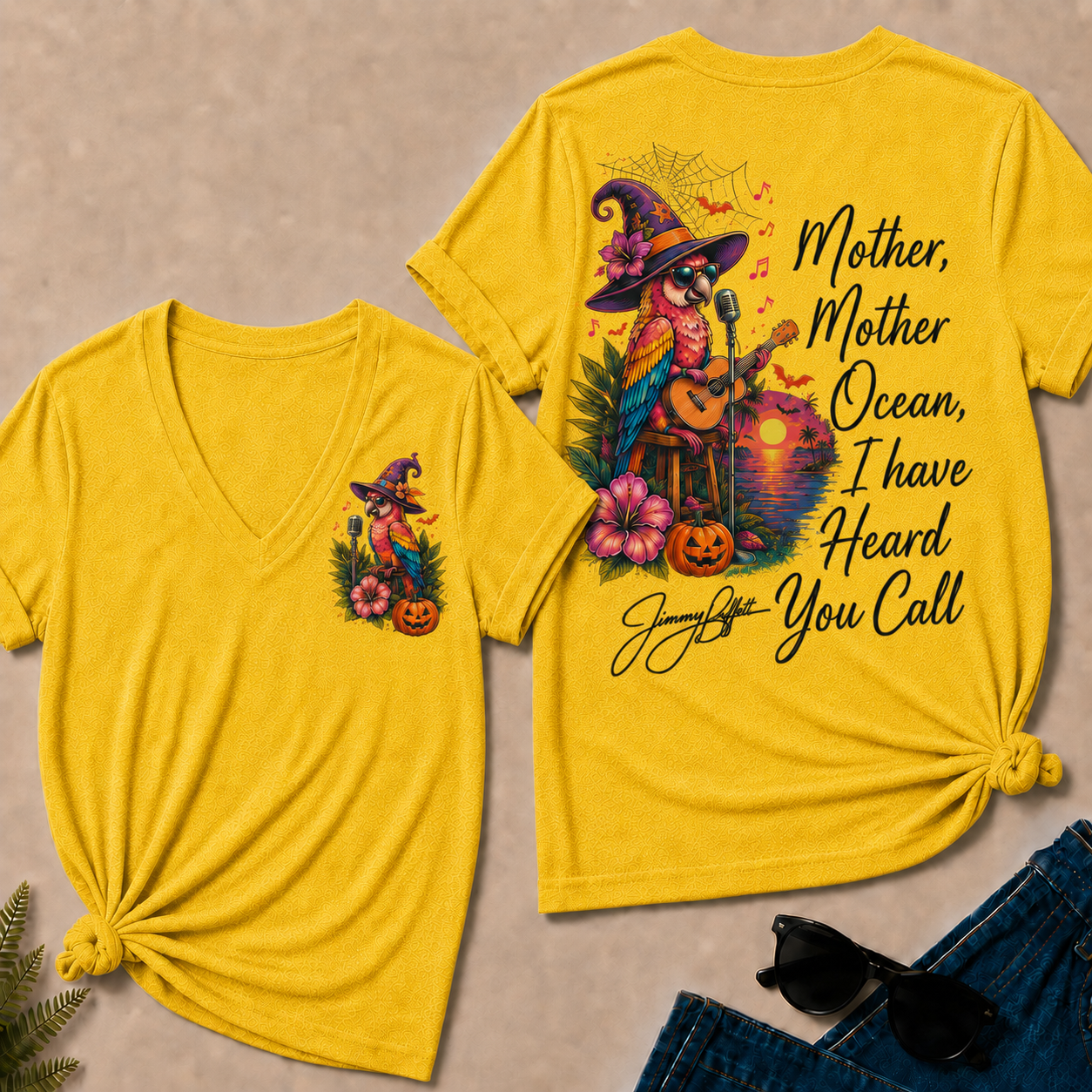Halloween Mother,Mother Ocean,I have Heard You Call -Jimmy Buffett  V-Neck T-Shirt