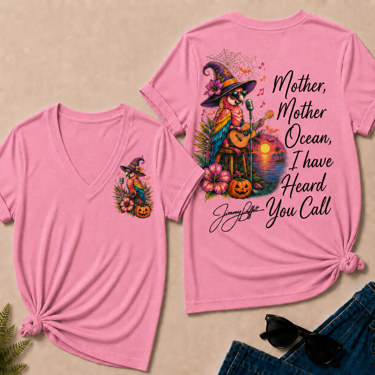 Halloween Mother,Mother Ocean,I have Heard You Call -Jimmy Buffett  V-Neck T-Shirt