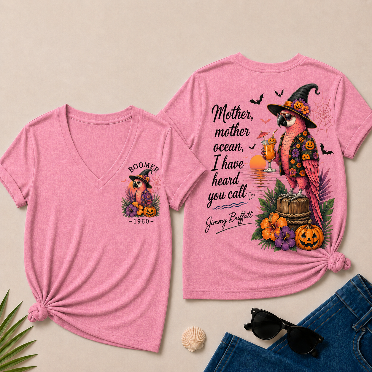 Custom Year Shirt — BOOMER. [YOUR YEAR] |Halloween Mother,Mother Ocean,I have Heard You Call -Jimmy Buffett  V-Neck T-Shirt