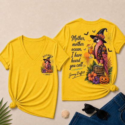 Custom Year Shirt — BOOMER. [YOUR YEAR] |Halloween Mother,Mother Ocean,I have Heard You Call -Jimmy Buffett  V-Neck T-Shirt