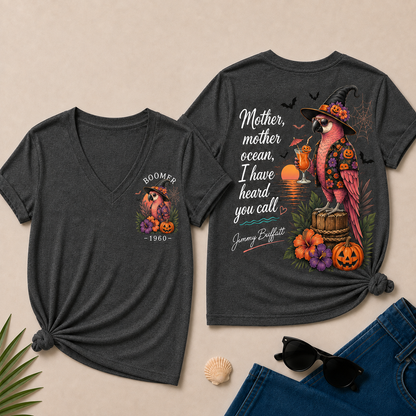 Custom Year Shirt — BOOMER. [YOUR YEAR] |Halloween Mother,Mother Ocean,I have Heard You Call -Jimmy Buffett  V-Neck T-Shirt