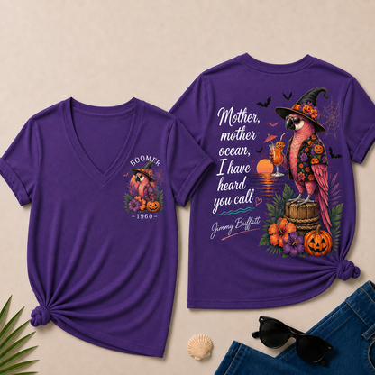Custom Year Shirt — BOOMER. [YOUR YEAR] |Halloween Mother,Mother Ocean,I have Heard You Call -Jimmy Buffett  V-Neck T-Shirt